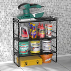 iPEGTOP 2 Pack Large Expandable Cabinet Storage Shelf, Heavy Duty Stackable Steel Metal Spice Rack Adjustable Height Home Office Pantry Garage Shelves for Counter Kitchen Organization, Black