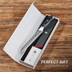 KYOKU Serrated Bread Knife - 8" - Shogun Series - Japanese VG10 Steel Core Damascus Blade - with Sheath & Case