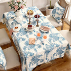 patdrea Designer Vintage Cyan Long Tablecloth for Rectangle Table,Linen Ancient Castle and Manor Pattern Tablecloths,Table Cover Decor for Kitchen Dining Christmas,Thanksgiving,63"x94"-Lucerne a