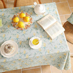patdrea Designer Linen Green Tablecloth for Rectangle Table,Vintage Breathable Yellow Fruits Pattern Table Cloth,Decoration Cover for Kitchen Dining,Christmas,Thanksgiving,Party,63"x87"-Ania a