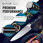 Cutluxe Chef Knife – 8" Kitchen Knife, German High Carbon Steel, Full Tang, Ergonomic Handle Design, Sheath Included – Artisan Series