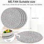 ME.FAN 7 Inch Trivets/Potholders 4 Set Cotton Thread Weave Trivets for Pots and Pans - Large Coasters/Hot Pads to Protect Desktop & Countertop - Mix Deep Coffee