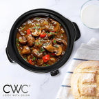 COOK WITH COLOR 2QT Mini Electric Round Slow Cooker - Adjustable Settings, Removable Stoneware Pot, Tempered Glass Lid, Dishwasher Safe, Cool-Touch Side Handles, Black