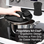 All-Clad Premium Pot Holder & Hot Pad: Heat Resistant to 500 Degrees - 100% Cotton, 10"x6.25" Hot Pad for Kitchen and Barbeque, (1-Pack), Black