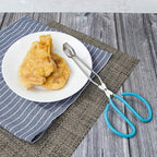 MSY BIGSUNNY Scissor Tongs Heavy Duty Cooking Tongs with Soft Handles (Stainless Steel, blue 10")