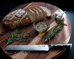 Regalia Bread Knife 10 inch: Professional Serrated Japanese AUS-10 67-Layer Damascus steel ultra sharp blade w/G-10 Ergonomic handle