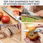 Knife Set, Premium 15 Piece Japanese High Carbon Stainless Steel Knives Set for Kitchen with Block and Sharpener, Razor Sharp Kitchen Knife Block Sets with Ergonomic Full-tang Handle, White