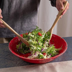13.75" x2.75'' Extra Large Melamine Serving Bowls, Set of 2, Christmas Bowls Set for Salad, Pasta, Fruit, Unbreakable Farmhouse Deep Bowl. Durable and Dishwasher Safe, True Red