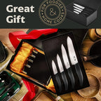Vos Ceramic Knife Set with Block, Ceramic Knives Set For Kitchen, Ultra Sharp Kitchen Knife Set with Covers, 3" 4" 5" 6" Chef Knife, Utility, Paring & Versatile, Lightweight, Dishwasher safe (Black)