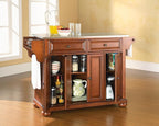 Crosley Furniture Alexandria Stainless Steel Top Rolling Kitchen Island Storage Cart, Spice Rack, Cherry