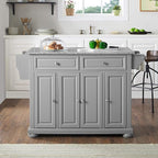 Crosley Furniture Alexandria Granite Top Rolling Kitchen Island Storage Cart, Microwave Stand, Spice Rack, Gray