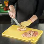 San Jamar Saf-T-Grip Plastic Cutting Board with Safety Hook, 12" x 18" x 0.5", Yellow, (Pack of 6)