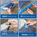3 Pack Small Vacuum Storage Bags for Comforters, Blankets & Clothes – Vacuum Sealed Compression Bags with Hand Pump – Space Saver Storage Bags for Bedding, Moving, Travel & Organization