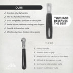 A Bar Above Black Handle Gold Blade Channel Knife, Premium Stainless Steel Garnish Tool for Cocktails, Citrus Peeler, Lemon Zester, Chef Tool for Garnishing and Drink Presentation