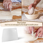 Sourdough Bread Baking Supplies Starter Kit, Banneton Proofing Basket Round 9" Set of 2, Gift Set