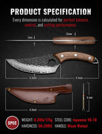 Emojoy Damascus Chef Knife, 67-Layer Damascus Steel Kitchen Knife with Black Hammered Finish, Japanese Knives for Home, Outdoor Cooking, BBQ, Include Gift Box, 6.3 Inch