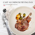Vinchef Nonstick Frying Pan Anti Scratch,12.5 Inch Skillet Cast Aluminum Cookware, Induction Compatible White