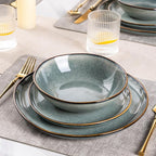 AmorArc Ceramic Dinnerware Sets,Handmade Reactive Glaze Stoneware Plates and Bowls Sets,Highly Scratch Resistant | Dishwasher & Microwave Safe Dishes Set,Service for 6 (18pc)