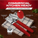 Chef Master Commercial Can Opener Heavy Duty - Manual Hand Crank for Large Cans with Anti-Slip Grip - Stainless Steel Restaurant Can Opener Manual for Seniors, Kitchen, Bars & Food Trucks - 90056