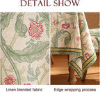 patdrea Designer Green Extra Long Table Cloth for Rectangle Table,Vintage Linen Leaves Pattern Tablecloth,Floral Cover Decor for Kitchen Dining Christmas,Thanksgiving,Tea Party,63"x110"-Cecilia a