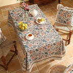 ISAENNE Designer Boho Floral Extra Long Tablecloth Rectangle,Linen Lotus Flower Pattern Colorful Table Cloth,Durable Decor Tablecloths for Dining Thanksgiving Kitchen Christmas,63"*110"-Hazel A