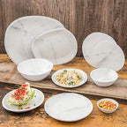 Carlisle FoodService Products Ridge Resuable Plastic Plate Coupe Plate for Home and Restaurant, Melamine, 10 Inches, Marble, (Pack of 12)