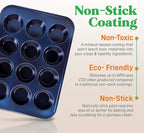 NutriChef 6-Piece Nonstick Baking Pans - Carbon Steel Non toxic Bakeware set with Cookie Sheets, Muffin, Loaf, Round & Square Pan - Restaurant Quality Baking Tray, Easy Clean, Dishwasher & Oven Safe