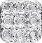 9-Cavity Mini Cupcake and Muffin Pans | Disposable Aluminium Baking Pans | Use for Baking Mini Muffin, Cupcake, Cake | For Weddings, Parties, Birthdays, Gatherings (100 Pack)