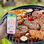 Grill Sync Digital Meat Thermometer Digital Wireless Dual Sensor Bluetooth BBQ Thermometer for Grill, Cooking Smoking, Oven Waterproof Meat Probe with USB-C Charging Case, App-Controlled, 165FT Range