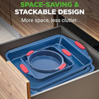 NutriChef 6-Piece Non Toxic Bakeware Set – Carbon Steel Baking Pan Includes Cookie, Muffins, Loaf, Bread, Round & Square Pans, Non-Stick, Easy Release, & Easy Clean