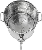 BREWSIE Stainless Steel Home Brew Kettle w/Dual Filtration. Equip with False Bottom Thermometer and Ball Valve for Brewing (8 Gal/ 32 QT)…