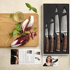 Wakoli EDIB 4-Piece Damascus Knife Set – Japanese Style Professional Kitchen Knives | Genuine Damascus Steel Blades with VG10 Core | Ergonomic Pakkawood Handles | Premium Chef Knife Gift Set