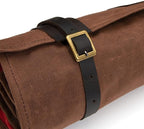 Dickies Chef Knife Roll Bag Portable Organizer and Cutlery Storage Roll, Waxed Canvas and Leather, Large