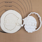 Flycalf Christmas Cookie Cutters Santa Claus Shapes with Plunger Stamps Holiday PLA Baking Accessories Cutter Molds Gifts Decorative Party 3.5" Kitchen Cake Supplies