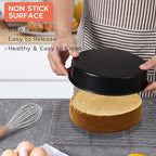 Onader 8 Inch Cake Pan, Stainless Steel Round Smash Cake Bake Pans Set of 3, Nonstick & Non Toxic Birthday Wedding Baking Tins