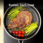 DELUXE Hybrid Ceramic Nonstick 5 Qt Deep Sauté Pan with Lid, Stainless Steel Skillet with Stay-Cool Handles, Dishwasher and Oven-Safe, PFOA Free Deep Frying Pan, Compatible with All Cooktops