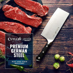 Cutluxe Cleaver Knife - 7" Meat Cleaver, Butcher Knife for Meat Cutting – German Steel Blade, Full Tang, Ergonomic Handle Design – Artisan Series