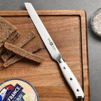 Klaus Meyer Stahl High Carbon Exclusive German Steel 6 inch Utility Serrated Knife (White)