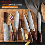 KEEMAKE Kitchen Knife Set, Ultra Sharp Chef Knife Set 7-Piece, High Carbon Stainless Steel Chefs Knife Set, Professional Knives Set for Kitchen with Pakkawood Handle and Gift Box