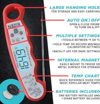 KIZEN Instant Read Meat Thermometer Digital - Food Thermometer for Cooking, Grill, Oven, BBQ - Probe Thermometer for Kitchen