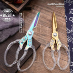 Heavy Duty Sharp Kitchen Scissors, Dishwasher Safe, Cooking Shears for Meat, Chicken, Fish, Poultry, Herb, Bread (Blade Gold)