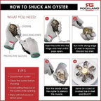 Rockland Guard Oyster Shucking Knife - Oyster Knife Shucker for Opening Clams, Scallops, Shellfish - Stainless Steel Blade, Non-Slip Ergonomic Handle - Kitchen Tool for Chefs, Cooks - Set of 4 Knives
