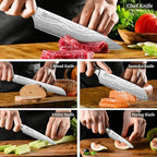 KEEMAKE Knife Set 5 Pieces, Professional Kitchen Knife Set, High Carbon Stainless Steel Chef Knife Set, Ultra Sharp Blade Knives Set for Kitchen with Ergonomic Pakkawood Handle & Gift Box