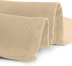 Gee Di Moda Rectangle Tablecloth - 90 x 132 Inch Beige Table Cloth for 6 Foot Table with Floor-Length Drop - Heavy Duty Washable Fabric - 6 Ft Buffet Table, Holiday Party, Wedding & Baby Shower