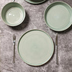Stone Lain Claire 12-Piece Dinnerware Set Stoneware, Plates and Bowls Set, Dishwasher and Microwave Safe, Dish Set for 4, Green