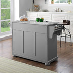 Crosley Furniture Alexandria Granite Top Rolling Kitchen Island Storage Cart, Microwave Stand, Spice Rack, Gray