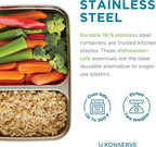 U Konserve Stainless Steel Rectangle Food Storage Bento Box Container, Leak Proof Silicone Lid Dishwasher Safe - Plastic Free