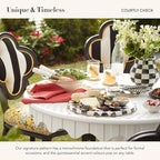MACKENZIE-CHILDS Enamel Salad Serving Set, Enamel Bowl and Wooden Salad Servers, Decorative Kitchen Set, Black-and-White Courtly Check