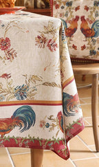 patdrea Designer Small French Rectangle Tablecloth,Red Vintage Linen Animals Pattern Breathable Tablecloths,Decor Floral Table Cover for Kitchen Dining Christmas,Thanksgiving,55"x71"-Townlife E