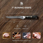 KYOKU Boning Knife - 7" - Shogun Series - Japanese VG10 Steel Core Forged Damascus Blade - with Sheath & Case